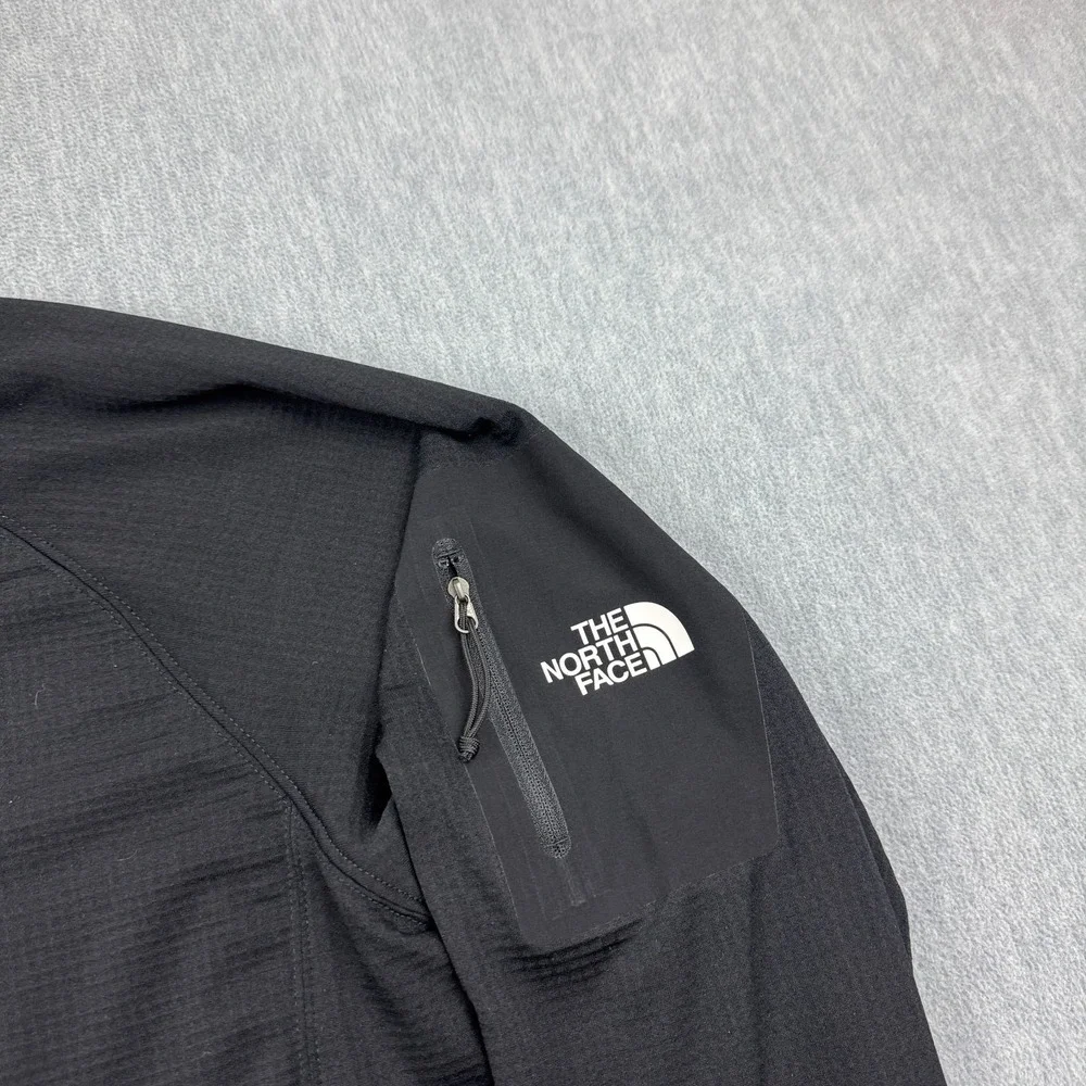 The North Face Jacket Men XL Black Grid‎ Fleece Full Zip Outdoor Mock Neck Logo